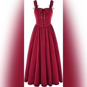 NWT Scarlet Darkness Lace Up Cottagecore Sleeveless Renaissance Dress, M (8-10)